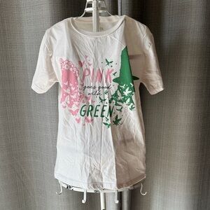 White Graphic Tee "Pink Goes Good With Green"